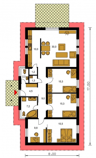 Mirror image | Floor plan of ground floor - BUNGALOW 25